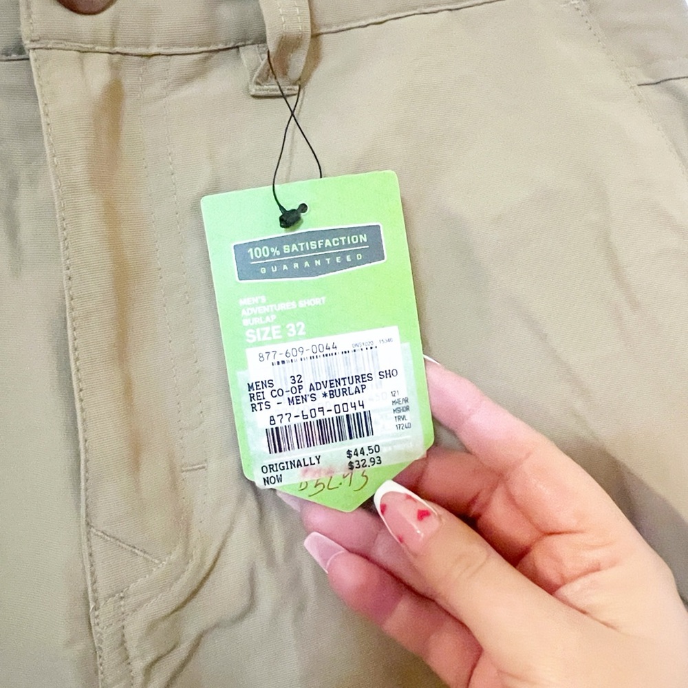 REI men’s burlap UPF 50 the adventure quick drying khaki tan shorts - Picture 5 of 14